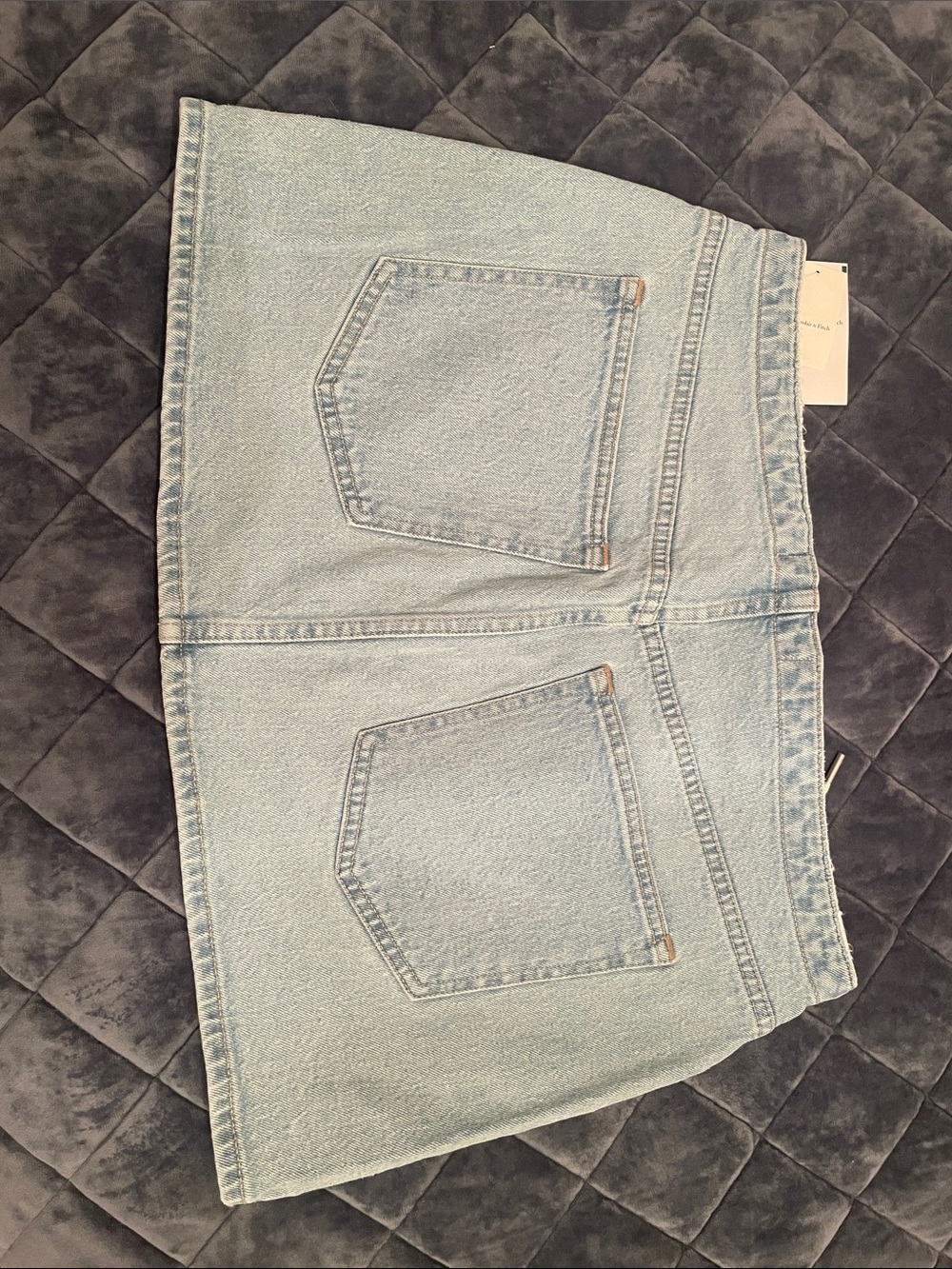 Light Wash Denim Mini Skirt with Drawstring - Picture 2 of 2